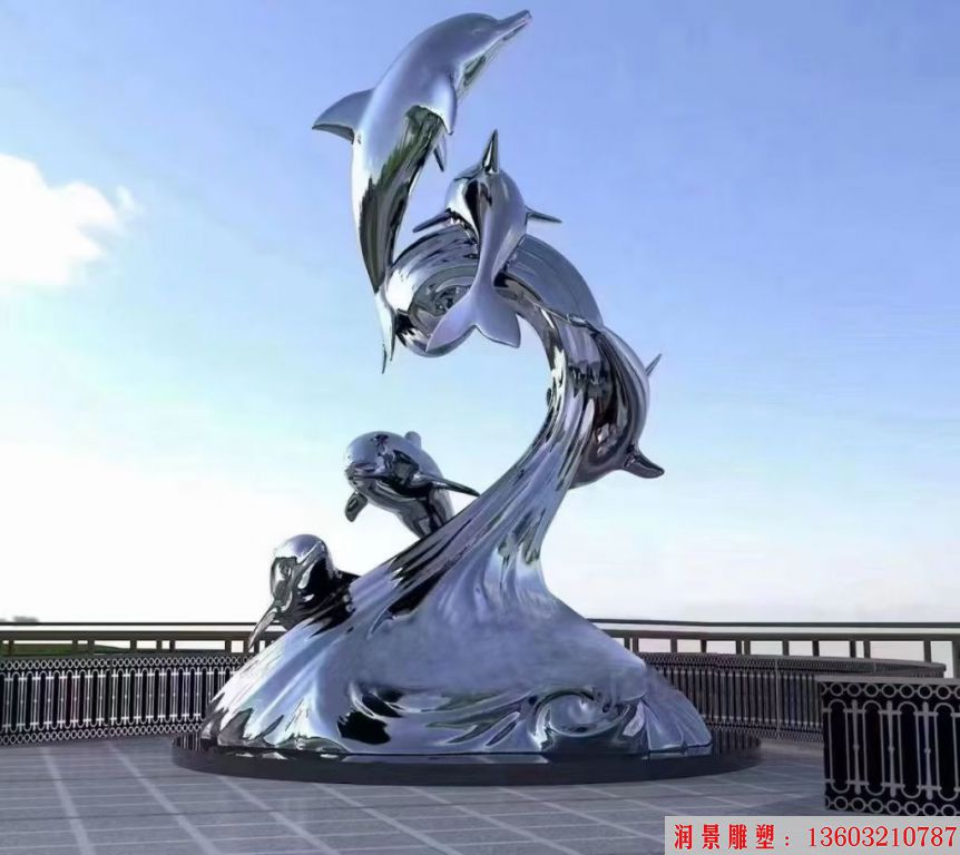 不銹鋼海豚鏡面雕塑1